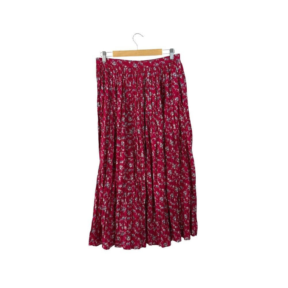 Victoria Jones Large Broomstick Skirt Midi Maxi Floral Western Crinkle Cotton